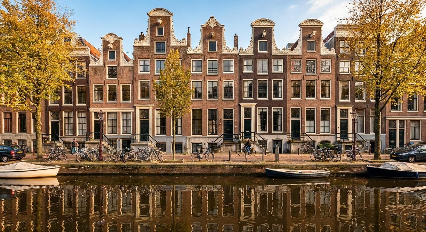 Façades historiques le long d'un canal à Amsterdam